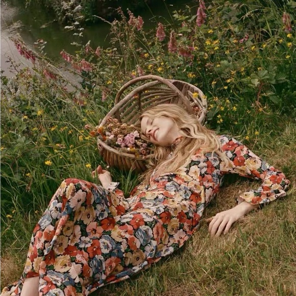 Doen Musetta floral-print silk midi dress NEW without tag - Picture 5 of 10